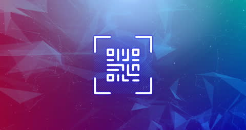 Abstract Geometric Background with QR Code Overlay