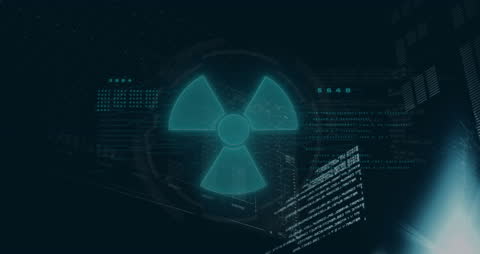 Digital Nuclear Symbol with Data Glitching Background