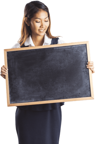 Smiling Businesswoman Holding Transparent Blackboard - Download Free Stock Videos Pikwizard.com