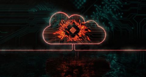 glowing cloud with processor symbol on digital background - Download Free Stock Images Pikwizard.com
