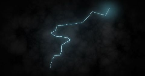 Single Lightning Bolt in Dark Cloudy Background
