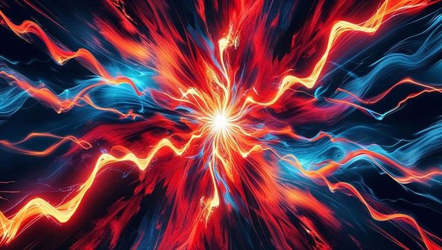 Vibrant neon energy explosion in digital space