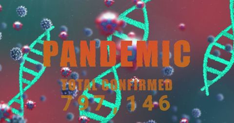 Global pandemic concept with covid dna and virus cells