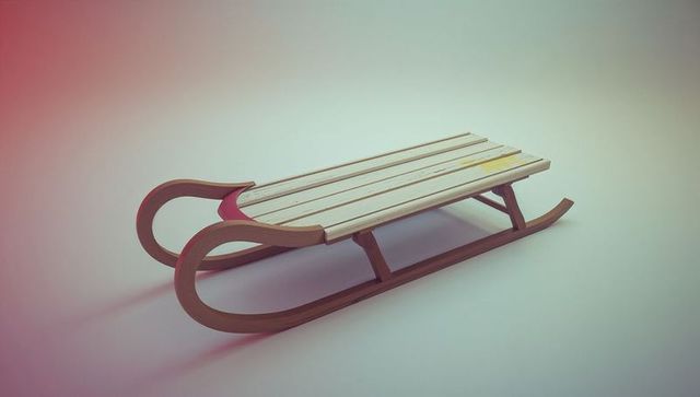 Traditional Wooden Sled with Vintage Curved Runners