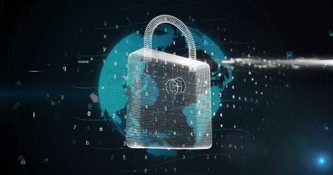 3D Padlock Symbolizing Global Cybersecurity in Digital Network