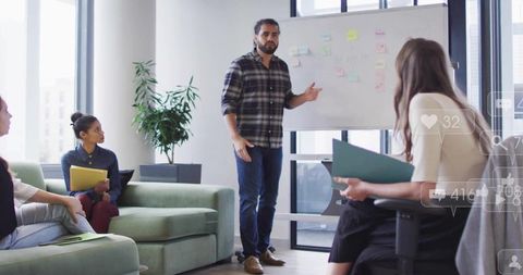 Casual Businessman Leading Interactive Meeting in Modern Room