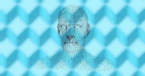 Digital Human Head Composed of Binary Code Over Blue Pattern - Download Free Stock Images Pikwizard.com