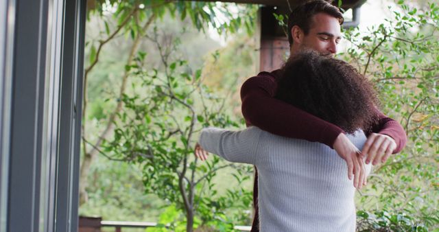 Couple Hugging Outdoors in Tranquil Forest Setting - Download Free Stock Images Pikwizard.com