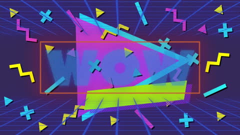 Vibrant Retro Pop Art Design with Bold Text and Geometric Shapes