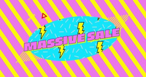 Vibrant Pop Art Style Massive Sale Banner with Lightning Bolts