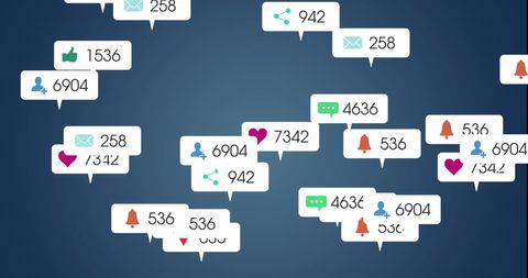 Social Media Notification Icons Against Blue Background