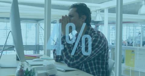 Stressed Employee Facing Work Pressure with Increasing Percentage