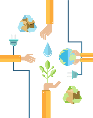 Sustainable ecology concepts illustrated on transparent background