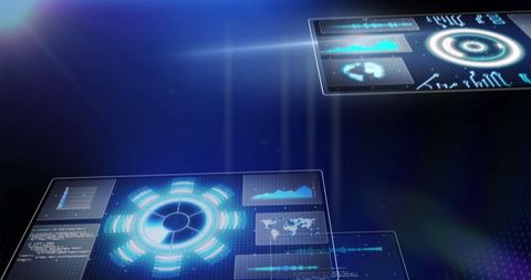 Abstract Digital Interface with Data Visualization in Blue - Download Free Stock Images Pikwizard.com