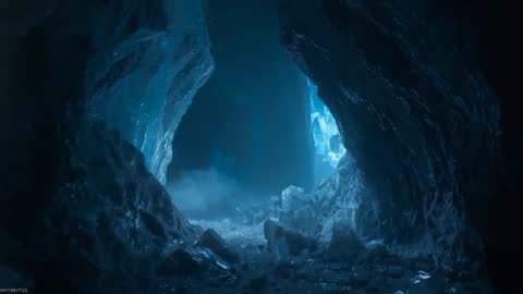 Exploring Mysterious Ice Cave with Glimmering Light