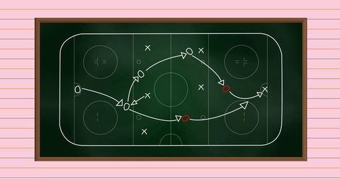 Ice Hockey Strategy Diagram on Blackboard Background