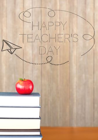teacher's day celebration with books and apple - Download Free Stock Templates Pikwizard.com
