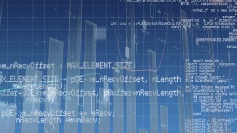 Abstract Financial Data on Digital Blue Background