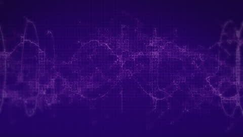 Digital DNA Strand with Purple Grid Background