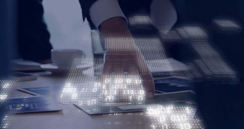 Analyzing Financial Data at Business Meeting with Digital Technology