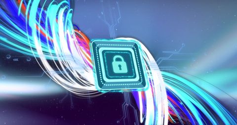 Digital padlock with circuit elements on optical fiber network