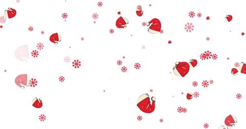 Playful Red Santa Hats and Snowflakes on White Background - Download Free Stock Images Pikwizard.com