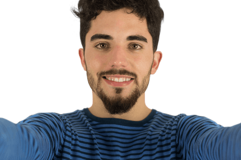 Young Man in Striped Shirt Taking Transparent Selfie - Download Free Stock Videos Pikwizard.com