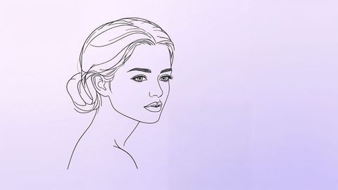 Elegant beautiful lady portrait with lavender gradient background