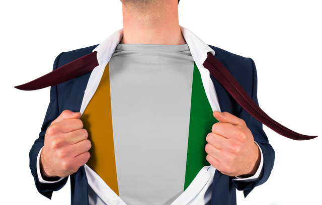 Transparent Businessman Opening Shirt to Reveal Ivory Coast Flag - Download Free Stock Videos Pikwizard.com