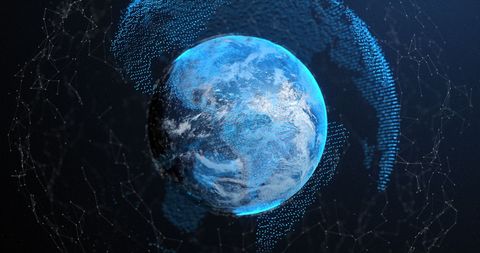Digital Globe with Blue Network Connections on Dark Background - Download Free Stock Images Pikwizard.com