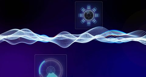 Futuristic Digital Wave With Technology Icons Over Dark Background - Download Free Stock Images Pikwizard.com