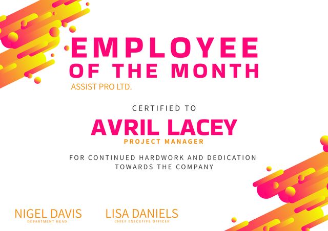 Employee of the Month Certificate with Bold Colors - Download Free Stock Videos Pikwizard.com