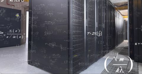 Advanced Data Processing in Large Server Room with Mathematical Concepts - Download Free Stock Images Pikwizard.com