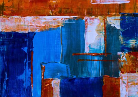 Abstract Brushstroke Composition in Blue and Orange Tones
