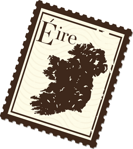 Vintage ireland silhouette stamp with éire text on transparent background