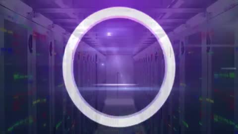 Futuristic Server Room with Glowing Circle Animation