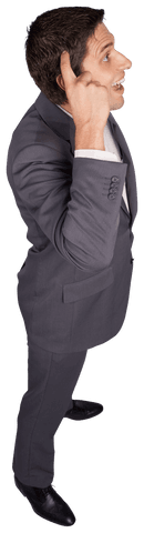 Thoughtful Businessman Walking Gesture Transparent Background