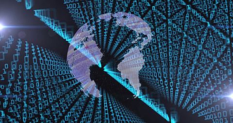 Digital Globe Intersecting with Binary Data Streams - Download Free Stock Images Pikwizard.com
