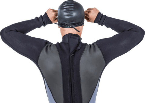 rear view of swimmer in wetsuit with goggles isolated on transparent background - Download Free Stock Videos Pikwizard.com