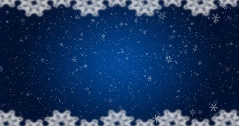 Falling Snowflakes on Deep Blue Christmas Background