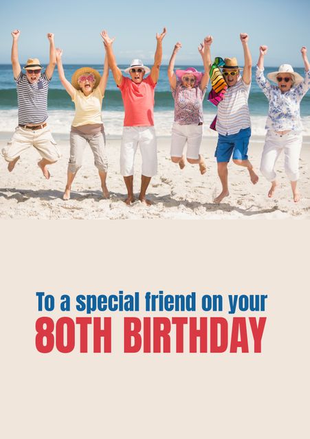 Seniors Celebrating 80th Birthday on Beach - Download Free Stock Templates Pikwizard.com