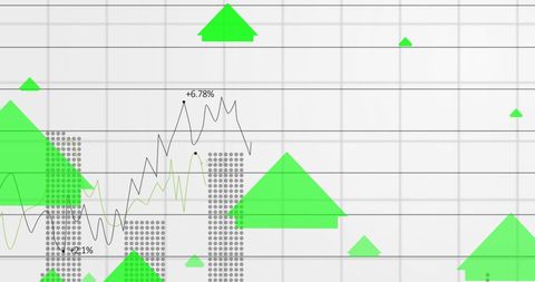 Dynamic business growth graph with upward arrows