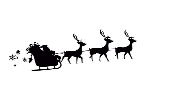 Santa Claus Silhouette with Reindeer Sleigh on White Background - Download Free Stock Images Pikwizard.com