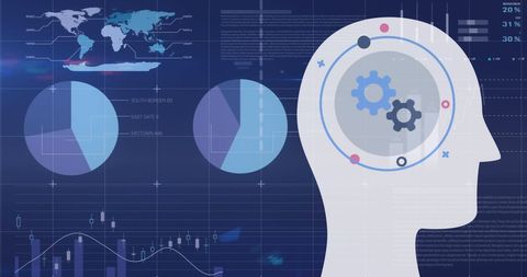 Digital mind processing financial analytics and trends