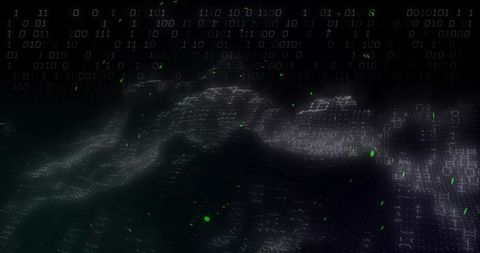 Binary streams flowing through futuristic digital grid