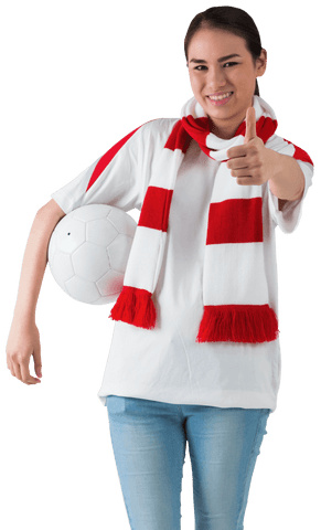 Transparent Football Fan Giving Thumbs Up with Soccer Ball