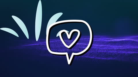 Heart Icon Glistening Over Neon Surface and Shapes