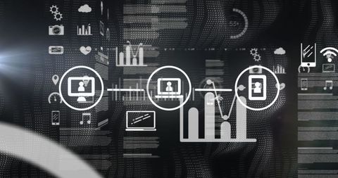 Data Processing Network Interface on Digital Screen - Download Free Stock Images Pikwizard.com