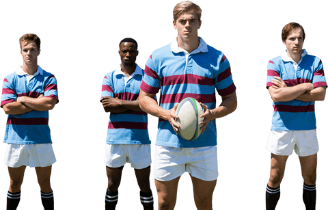 Rugby Players Posed with Rugby Ball on Transparent Background - Download Free Stock Videos Pikwizard.com