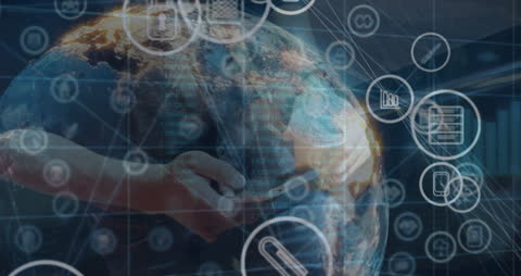 Global Network and Technology Concept with Virtual Icons